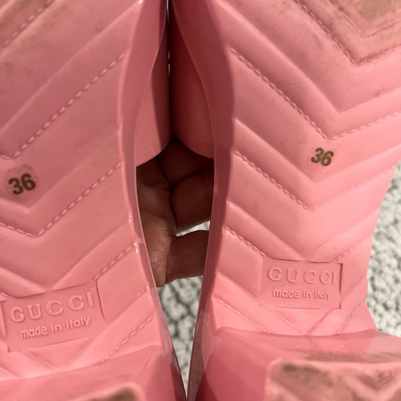 Y2K Gucci Ruber Gucci Logo Pink Plataform Slide Sandals Size 36 Made in Italy - Picture 3 of 8